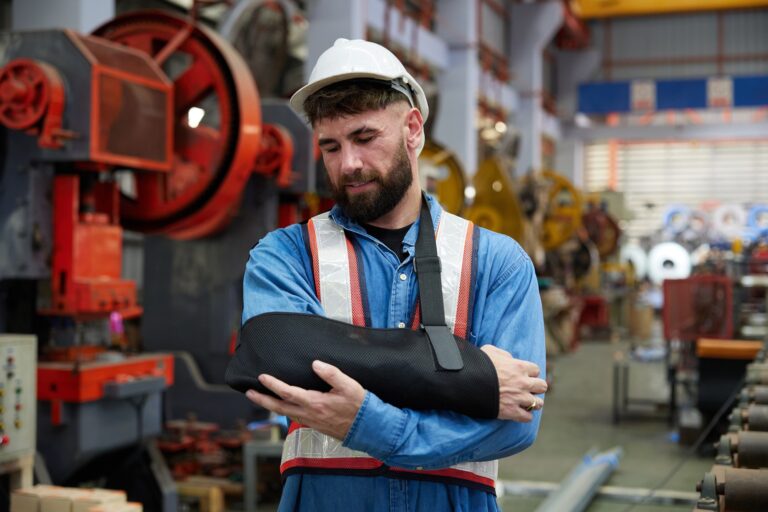 construction worker in a sling