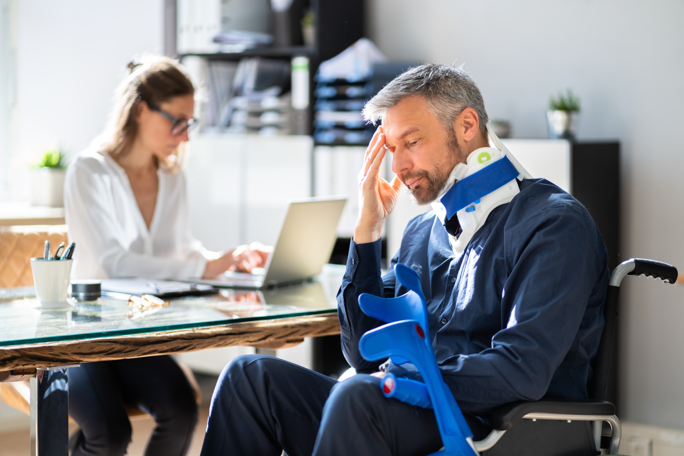 injured individual distressed after an accident