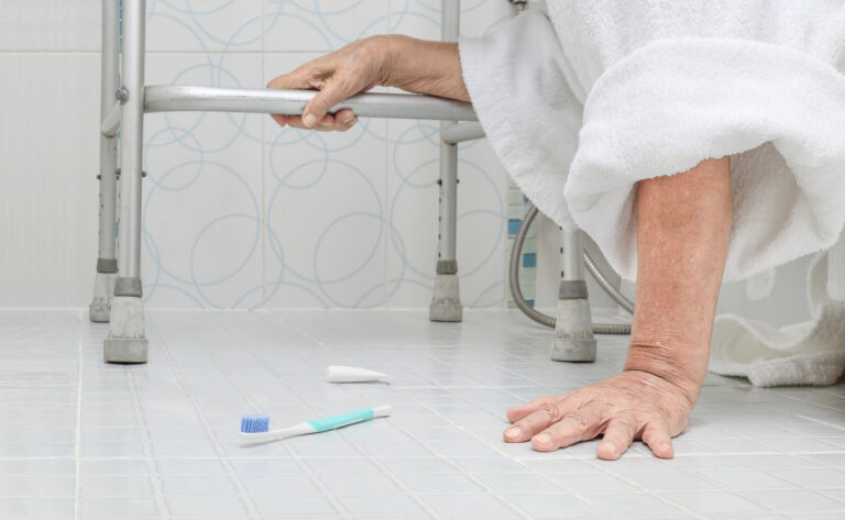 elderly individual who has fallen to the ground
